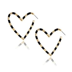 Baublebar Heart-Shaped Black and Gold Earrings